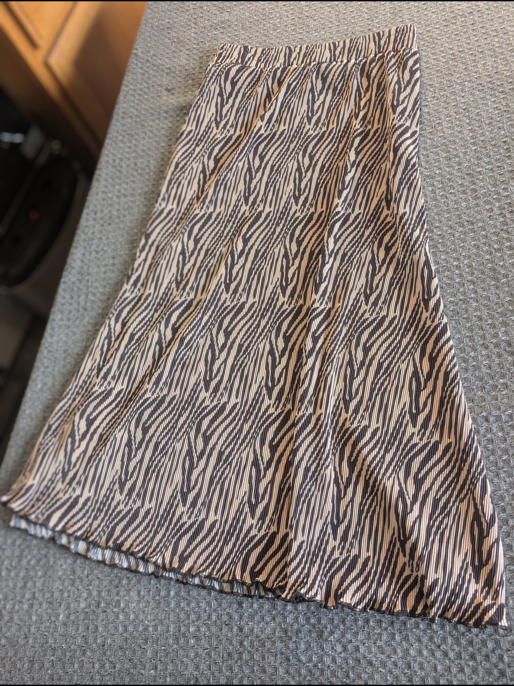 Nasty Gal Black and Beige Zebra Print Pleated Skirt